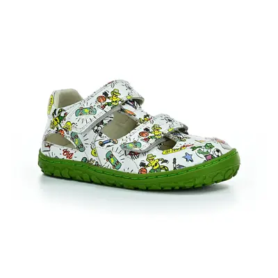 Lurchi Nando Nappa White-Green barefoot sandály