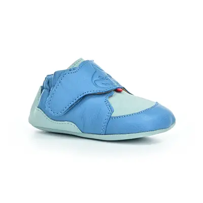 Affenzahn Krabbelschuh Leder Crawly Shark Blue barefoot capáčky