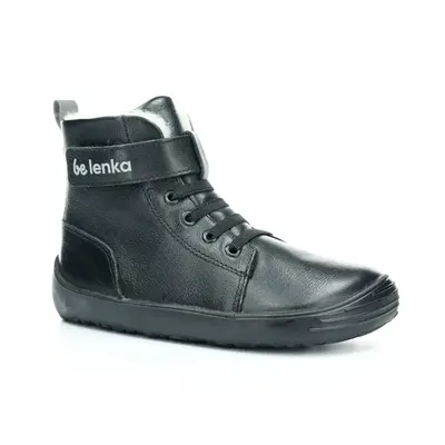 Be Lenka Winter Kids All Black zimní barefoot boty