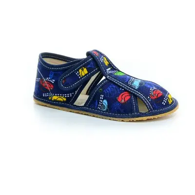 Baby Bare Shoes Baby Bare Navy Cars barefoot bačkory