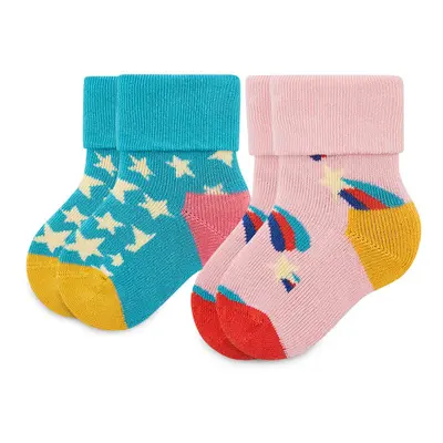 Sada 2 párů dětských vysokých ponožek Happy Socks