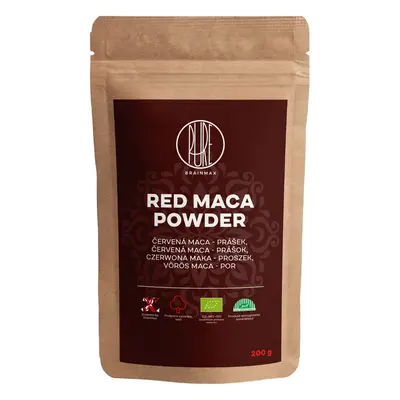 BrainMax Pure Red Maca Powder, Maca červená BIO prášek