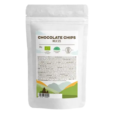 BrainMax Pure Milk Chocolate Chips, čokoládové pecičky z mléčné čokolády, BIO