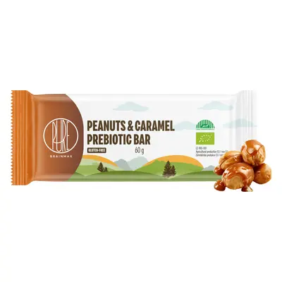 BrainMax Pure Peanuts & Caramel Prebiotic Bar, prebiotická tyčinka, arašídy a karamel, BIO, 60 g