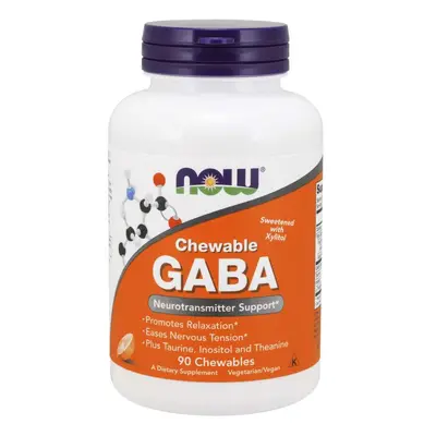 Now® Foods NOW GABA (kyselina gama-aminomáselná) 500 mg + Taurin, Inositol a L-Theanin, 90 žvýka