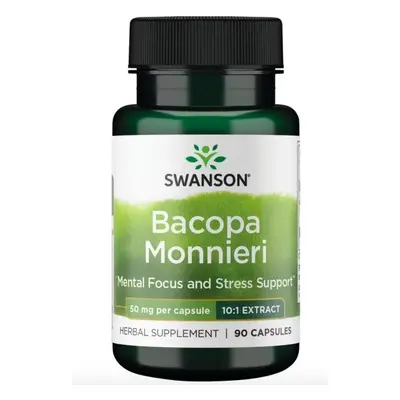 Swanson Bacopa Monnieri extract, Bakopa drobnolistá extrakt 10:1, 50 mg, 90 kapslí