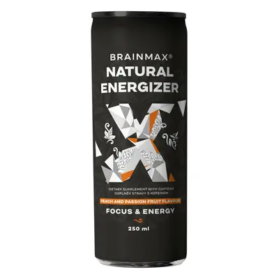 BrainMax Natural Energizer, energetický drink, různé druhy, 250 ml Příchuť: Broskev, marakuja