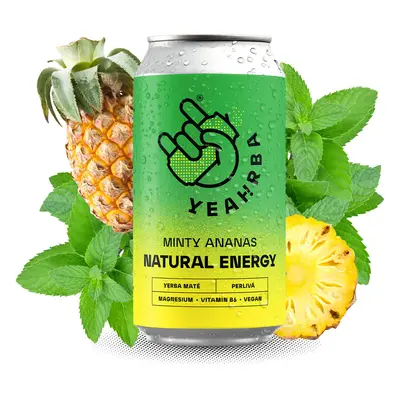 Yeahrba - Minty Ananas Perlivá, 330 ml