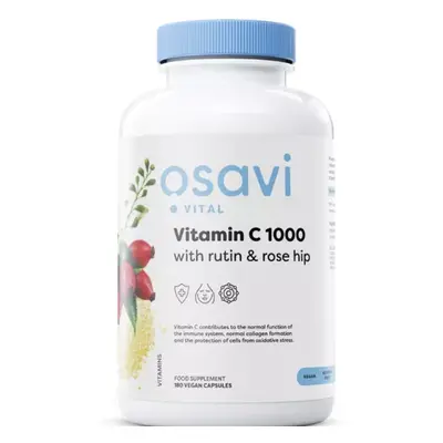 Osavi Vitamin C with Rutin a Rose Hip, 1000 mg Vitamín C s Rutinem a Šípkem, 180 vegan kapslí