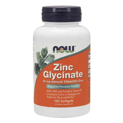 Now® Foods NOW Zinc Glycinate (zinek bisglycinát + dýňový olej), 30 mg, 120 softgel kapslí