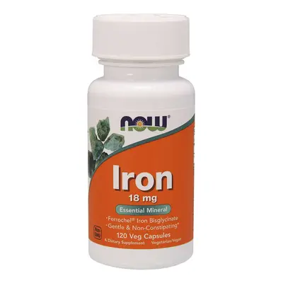 Now® Foods NOW Iron Bisglycinate, železo chelát (Ferrochel), 18 mg, 120 rostlinných kapslí