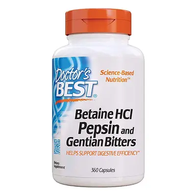 Doctor's Best Betaine HCl + Pepsin & Gentian Bitters (hořec), 360 kapslí