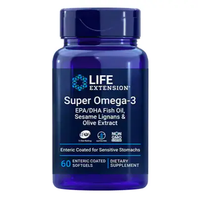 Life Extension Super Omega-3 EPA/DHA Fish Oil, Sesame Lignans & Olive Extract (rybí olej se seza