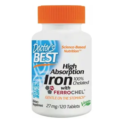 Doctor's Best Doctor’s Best High Absorption Iron (Chelátové Železo), 27 mg, 120 tablet