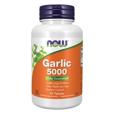 Now® Foods NOW Garlic 5000 mcg alicinu, česnekový olej bez zápachu, 90 enterosolventních tablet