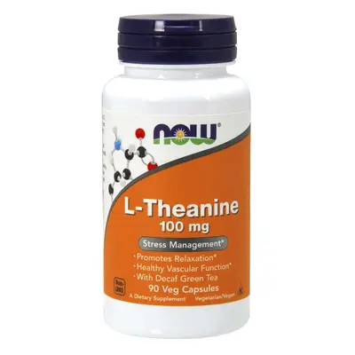 Now® Foods NOW L-Theanine 100 mg, Theanin s lístky zeleného čaje, 90 kapslí