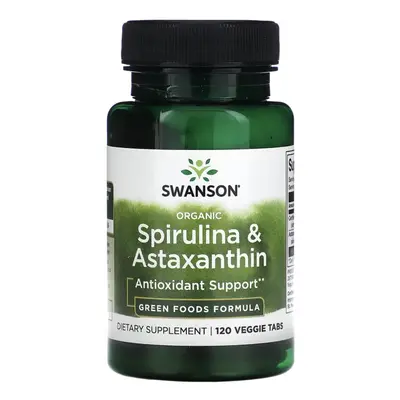 Swanson Organic Spirulina & Astaxanthin, 120 rostlinných tablet