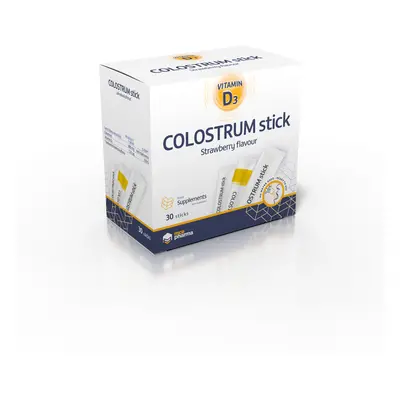 mcePharma COLOSTRUM 800 mg + Vitamín D3 500IU, Kolostrum, 30 sticků s jahodovou příchutí