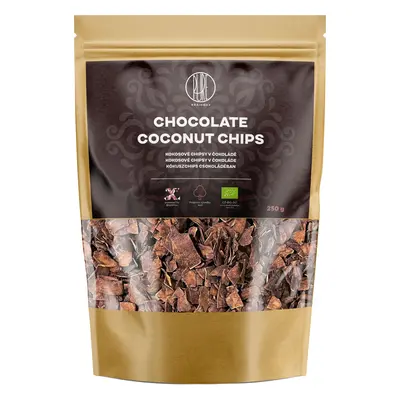 BrainMax Pure Chocolate Coconut chips, Kokosové chipsy v čokoládě, BIO