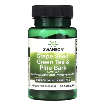 Swanson Grape Seed, Green Tea & Pine Bark Complex, polyfenoly z hroznových semen, zeleného čaje 