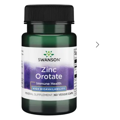 Swanson Zinc Orotate, Zinek Orotát, 10mg, 60 kapslí