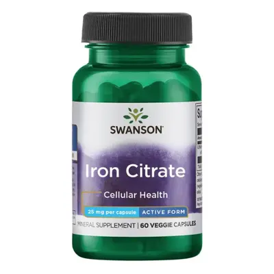 Swanson Iron Citrate (železo), 25 mg, 60 rostlinných kapslí