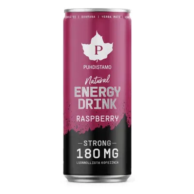 Puhdistamo Natural Energy Drink Raspberry Strong, Energetický drink, Malina, 330 ml