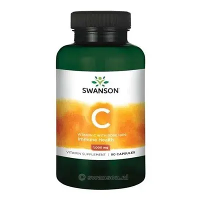 Swanson Vitamin C + Extrakt z Šípků, 1000 mg, 90 kapslí, EXP.