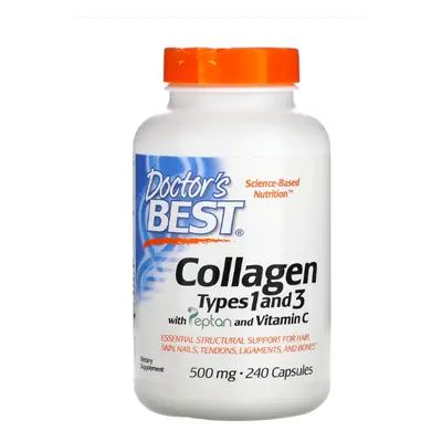 Doctor's Best Doctor’s Best Kolagen, Typ I & III + vitamín C, 500 mg, 240 kapslí