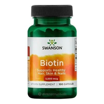 Swanson Biotin, 5000 mcg, 100 kapslí