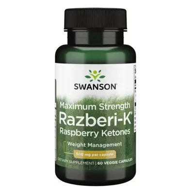 Swanson Maximum Strength Razberi-K, Malinové ketony, 500 mg, 60 rostlinných kapslí