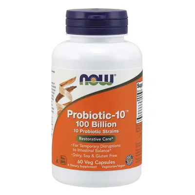 Now® Foods NOW Probiotic-10, probiotika, 100 miliard CFU, 10 kmenů, 60 rostlinných kapslí