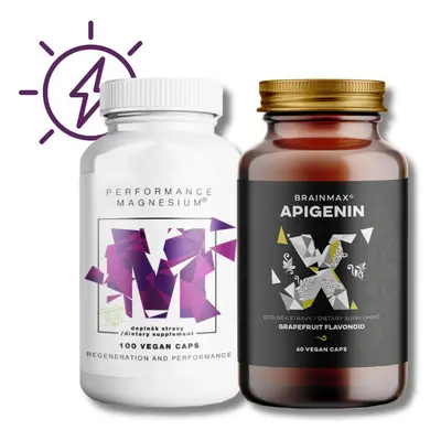 Performance Magnesium®, 1000 mg, Hořčík 200 mg, 100 vegan kapslí + BrainMax Apigenin, 300 mg, 60