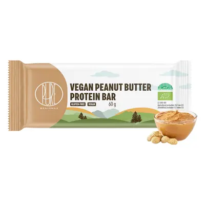 BrainMax Pure Vegan Peanut Butter Protein Bar, Veganská proteinová tyčinka, Arašídové máslo, BIO