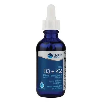 Trace Minerals Ionic D3 + K2, Ionizované D3 + K2, 5000 IU + 125 µg, 59 ml