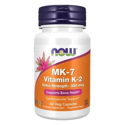 Now® Foods NOW MK-7 Vitamin K2, 300 mcg, Extra silný, 60 rostlinných kapslí