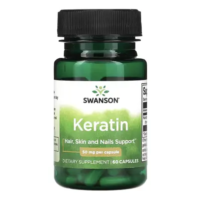 Swanson Keratin, 50 mg, 60 kapslí