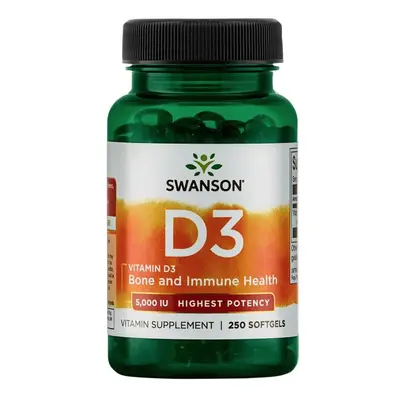 Swanson Vitamin D3, 5000 IU, Vyšší účinnost, 250 softgel kapslí