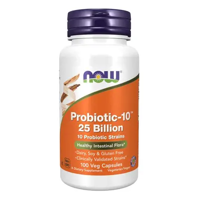 Now® Foods NOW Probiotic-10, probiotika, 25 miliard CFU, 10 kmenů, 100 rostlinných kapslí