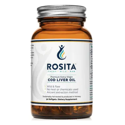 Rosita Extra Virgin Cod Liver Oil, Extra panenský olej z tresčích jater, 90 softgel kapslí