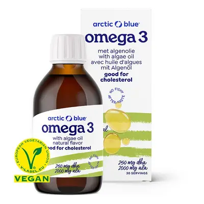 Arctic Blue Vegan Omega 3, lněný olej a olej z mořské řasy, 150 ml