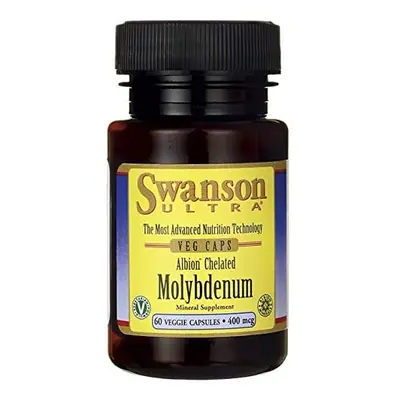 Swanson Molybdenum Chelated (molybden glycinát v chelátové vazbě), 400 mcg, 60 rostlinných kapsl