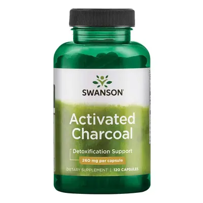 Swanson Activated Charcoal (Aktivní uhlí), 520 mg, 120 kapslí / Poškozený obal