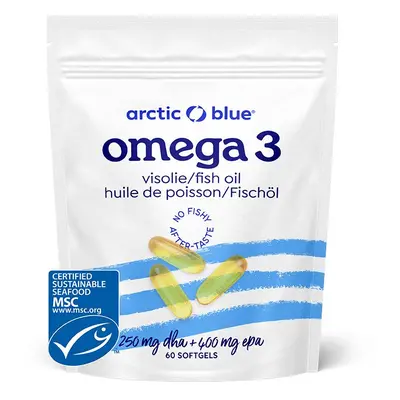 Arctic Blue Omega 3, 250 mg DHA, 400 mg EPA, 60 kapslí