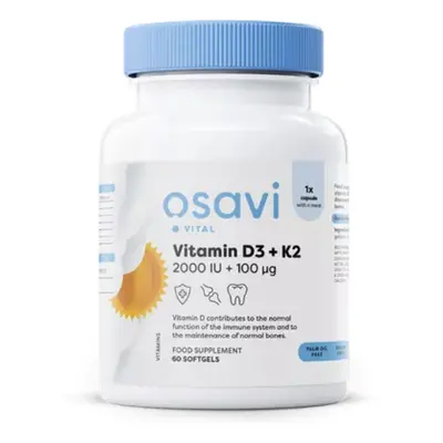 Osavi Vitamín D3 + K2, 2000 IU + 100 μg, 60 softgelových kapslí