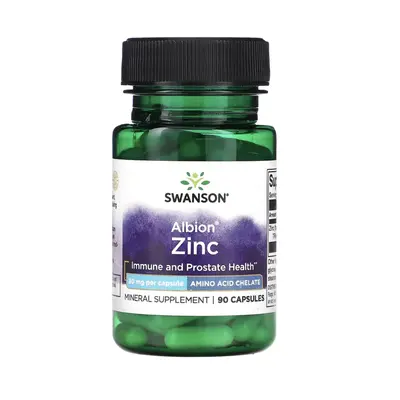 Swanson Albion® Zinc, Zinek, imunita a zdraví prostaty, 30 mg, 90 kapslí