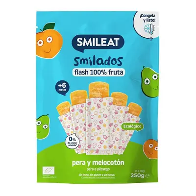 Smileat BIO 100% ovocné zmrzlinky k zamražení hruška & broskev 5ks 6M+, 250g