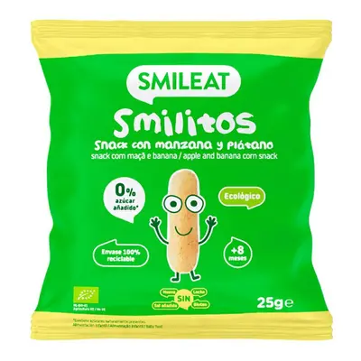 Smileat BIO kukuřičné křupky banán a jablko s panenským olivovým olejem a vitaminem B1 8M+ 25g