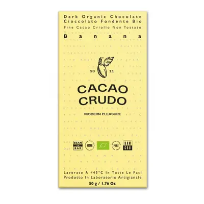 Cacao Crudo Raw Hořká čokoláda s banánem, BIO