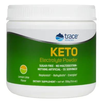 Trace Minerals Keto Electrolyte Powder, Keto elektrolyty v prášku, citrón a limetka, 330 g